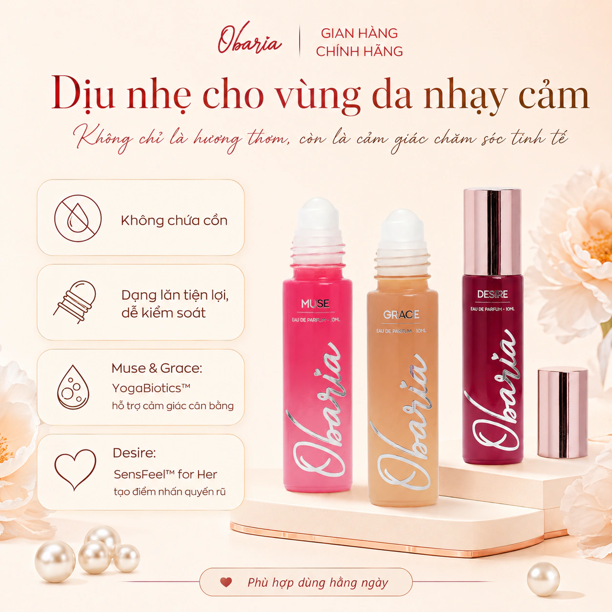 Obaria dịu nhẹ cho vùng da nhạy cảm